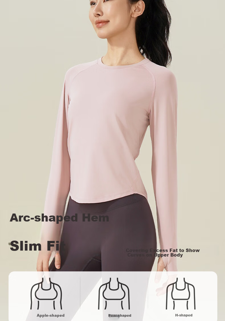 Ziyouxi Yoga Top for Women, Spring And Autumn New Style, Slimming Quick-Dry Sports Long-Sleeve T-Shirt, Pilates Running Fitness Training Wear 2
