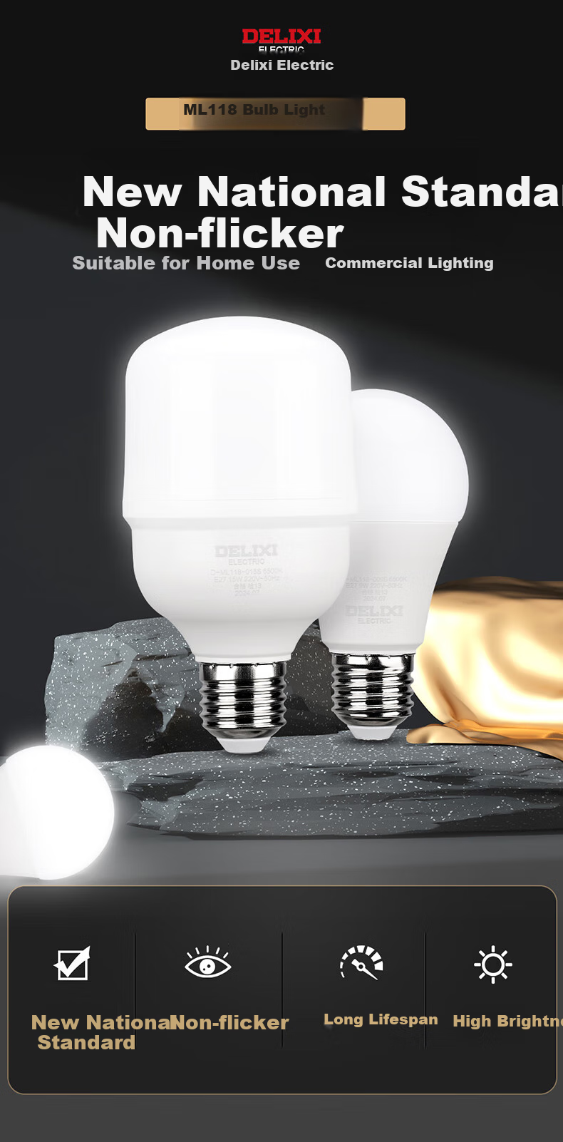 DELIXI LED Bulb, Hallway Sensor Energy-Saving Light, E27 Screw Base Lamp Holder, Sound And Light Control Socket (Bulb Not Included), Single Pack 1