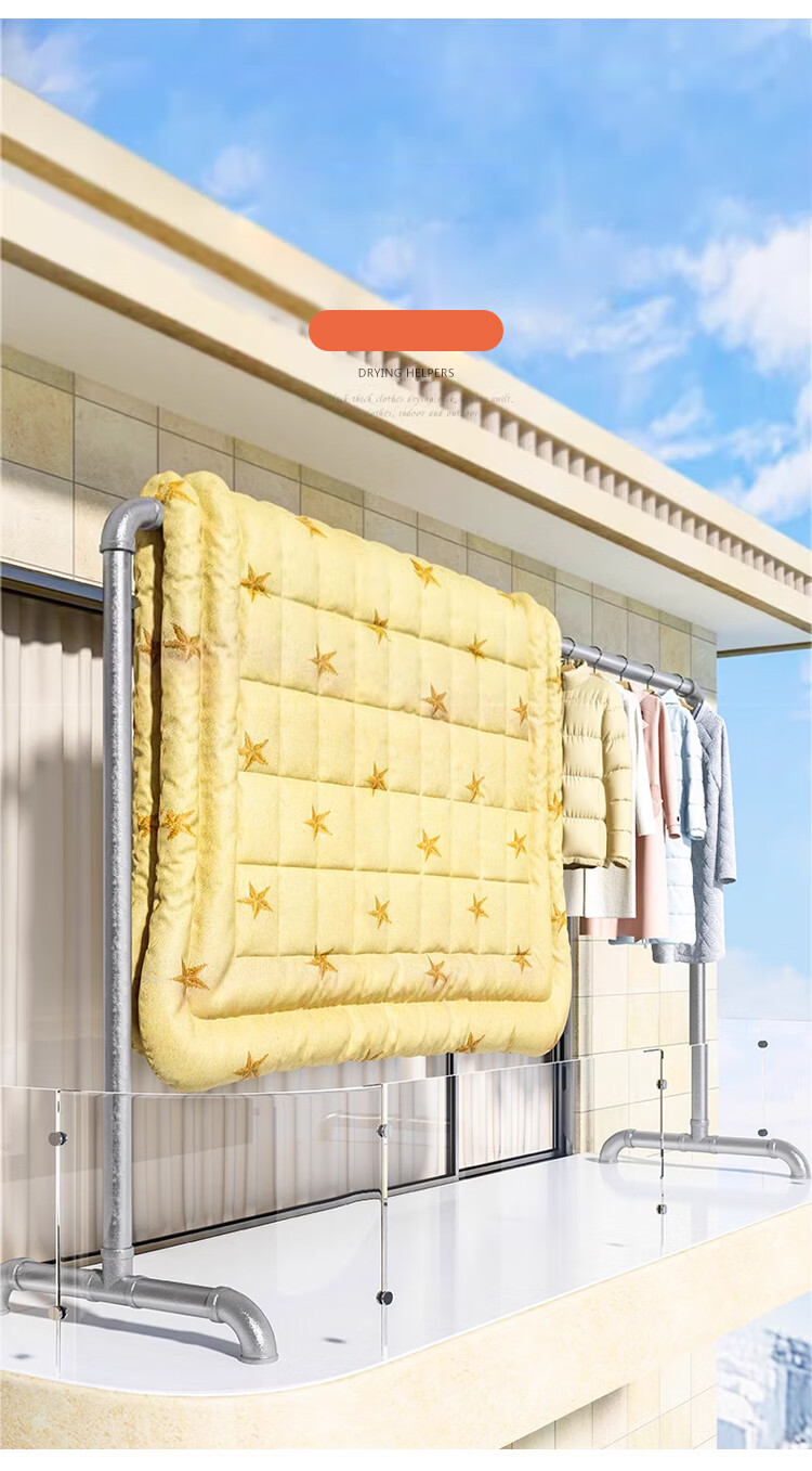Annafu Floor Clothes Rack Coat Rack Bedroom Clothes Hanger Thickened Drying Rack YJ53 Length 1.6m Height 1.8m 7