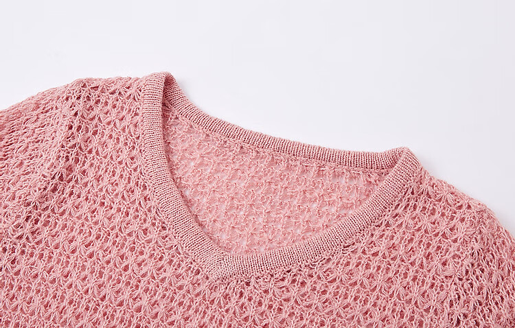 Dme [Containing Wool] Spring And Autumn Gentle V-Neck Hollow-Out Sweater, Body-Hugging, Girly Short Knit Top for Wome 10
