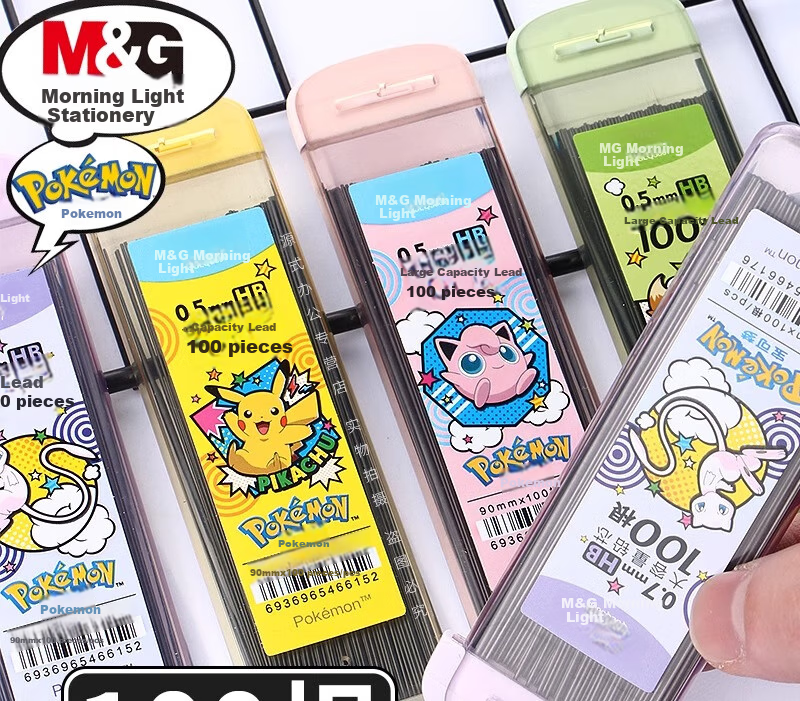 M&G Stationery Pokemon Mechanical Pencil Refills, HB/0.7mm Resin Lead, Large Capacity Lead Refill Box, 100 Pieces/box, Single Box QSLQ3808 Essential for Exams 1