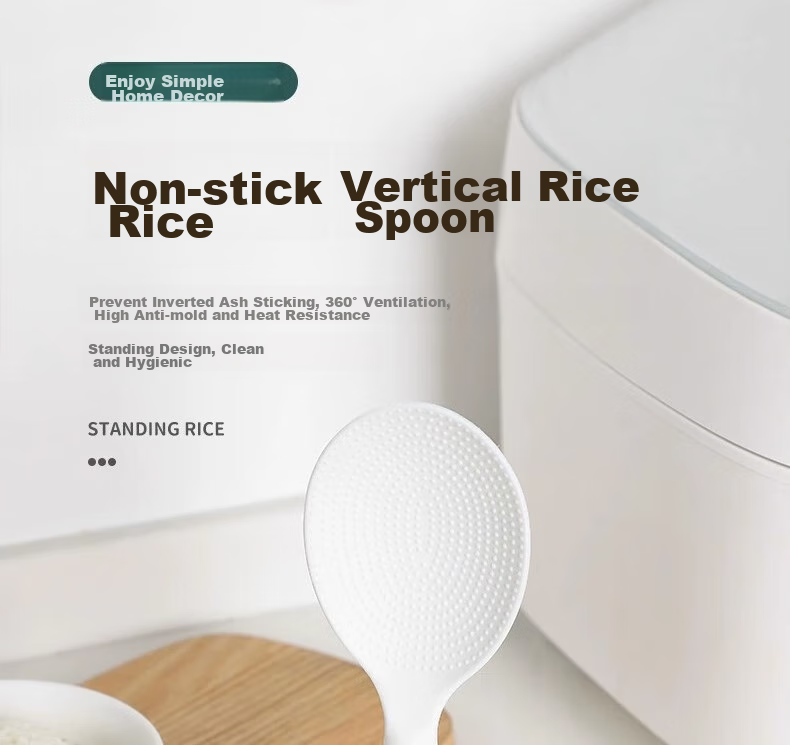 Dipuer 304 Stainless Steel Rice Spoon, Non-Stick Rice Ladle, Household High-Temperature Resistant Upright Rice Serving Spoon And Scoop 3