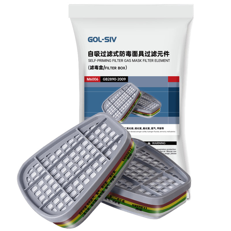 SHENGLI Filter Cartridge Organic Vapor/Hydrofluoric Acid Gas Protection Respirator Accessory M6006 2pcs/Pack 1 Pack