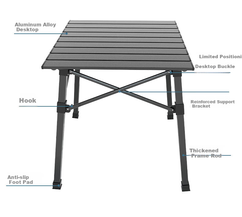 V-CAMP Outdoor Table And Chair Set, Foldable Aluminum Table for Barbecue, Picnic Table And Chairs, Balcony Stools, Portable Camping Table And Chairs, 4 Chairs 1 Table 7
