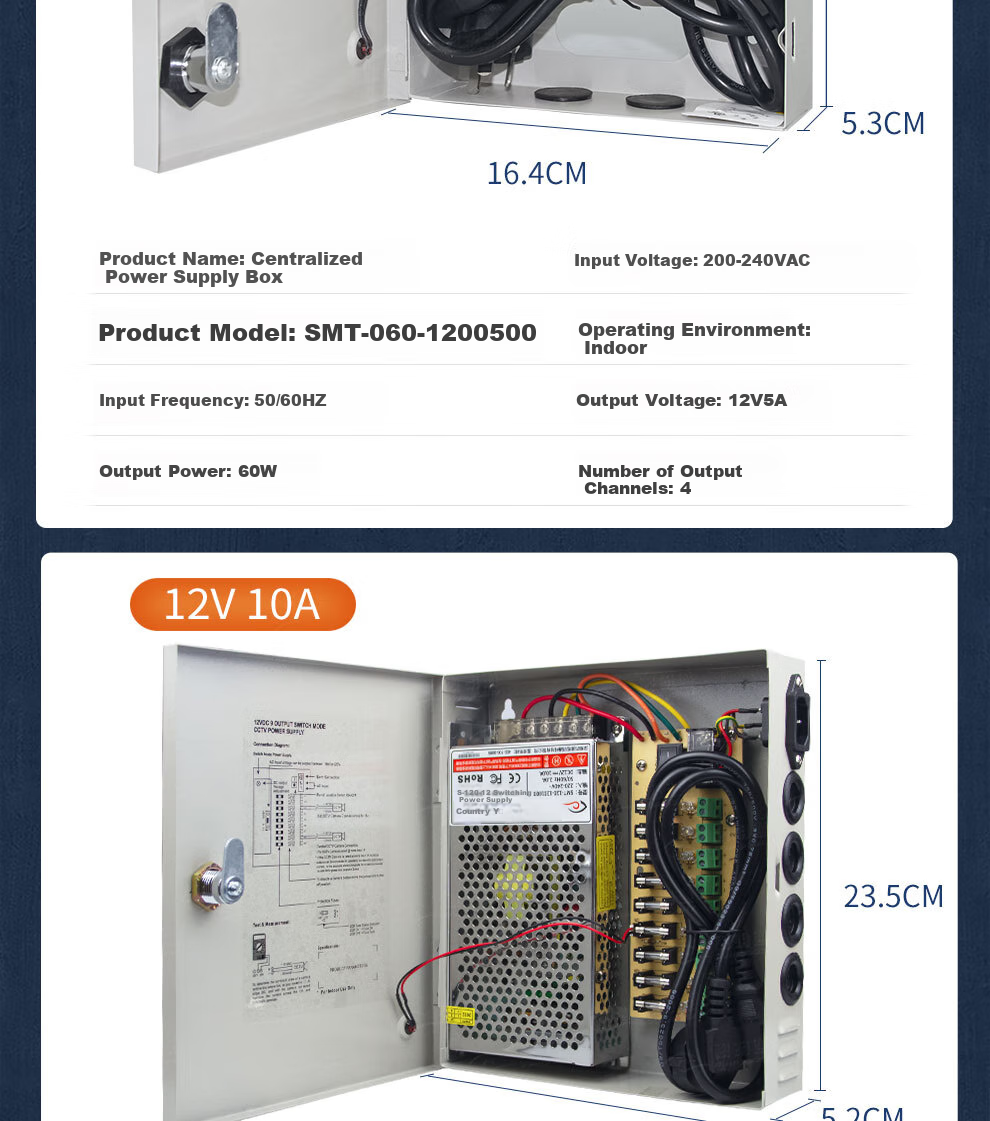 COMPCCTV Indoor Power Adapter DC12V2A, Security Camera Power Supply with Stable Voltage And Amperage 10
