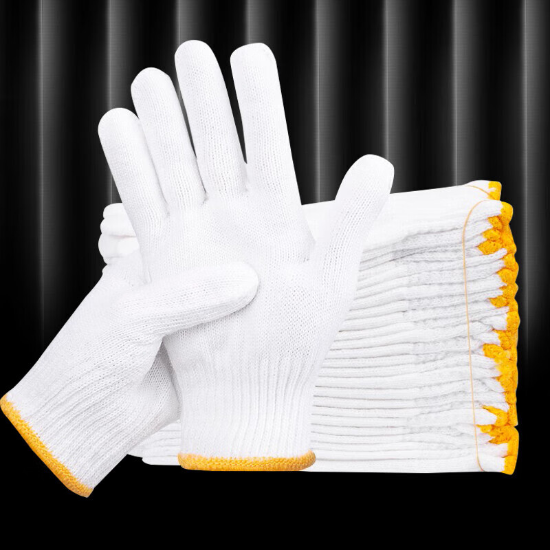 Qianyu 12 Double-Lined Gloves, Reinforced And Wear-Resistant, Fine Cotton Yarn, Work Safety Gloves