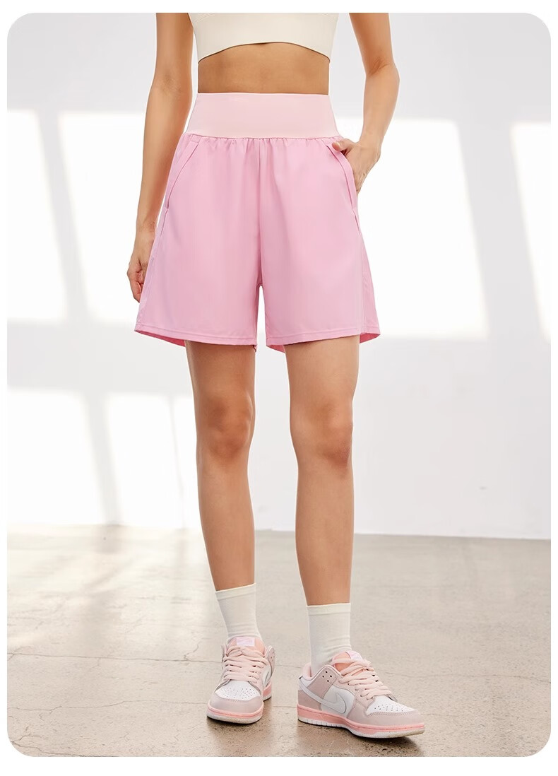 NEVER ME Women's Sports Pants, Casual Shorts, High-Waisted Tummy Control, Loose-Fitting, Breathable, Quick-Drying, Running, Fitness, Boxing Pants, Summer 26