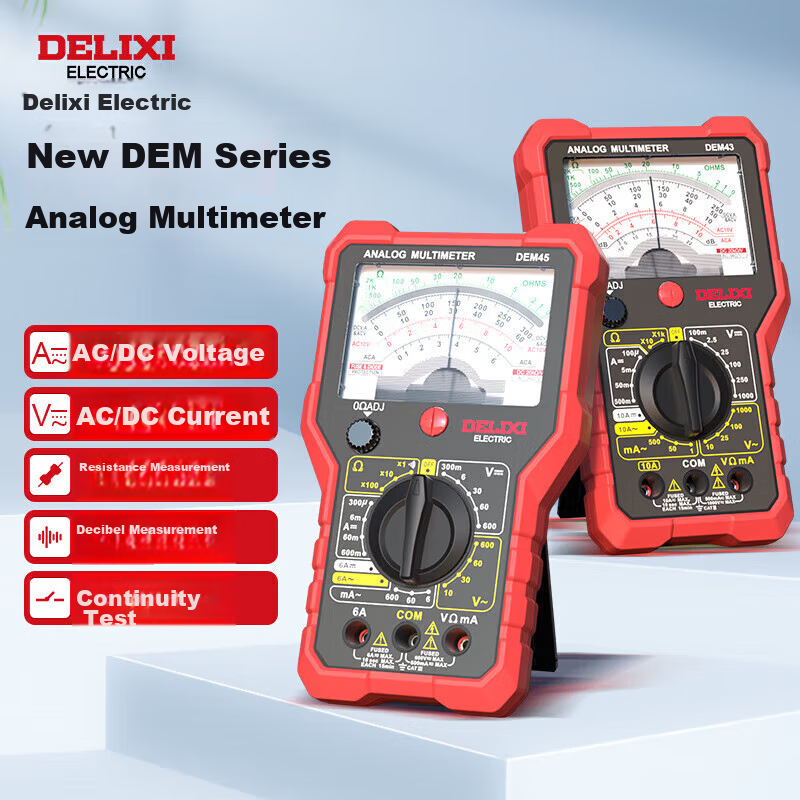 DELIXI ELECTRIC Analog Multimeter, High-Precision Intelligent Burn-Proof Household Electrician Meter, Decibel Measurement, DEM43