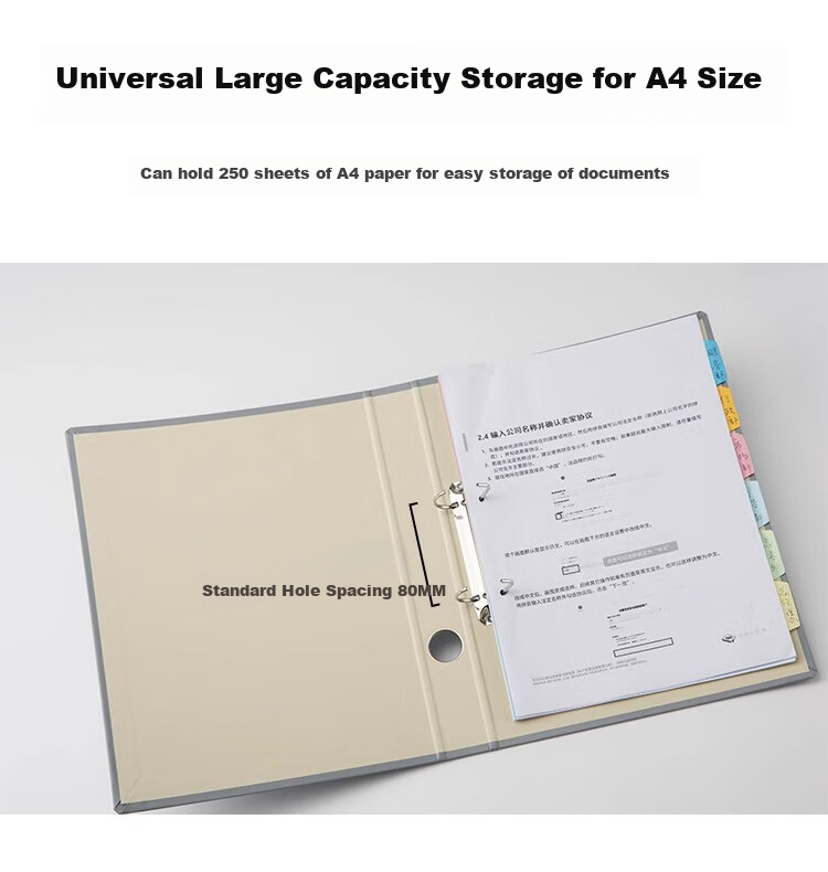 MAKINO Paper D-Type File Folder, Loose-Leaf Punched File Folder, Student Organizer, Office Business Supplies, Document Folder, File Storage Report Folder, Blue 3
