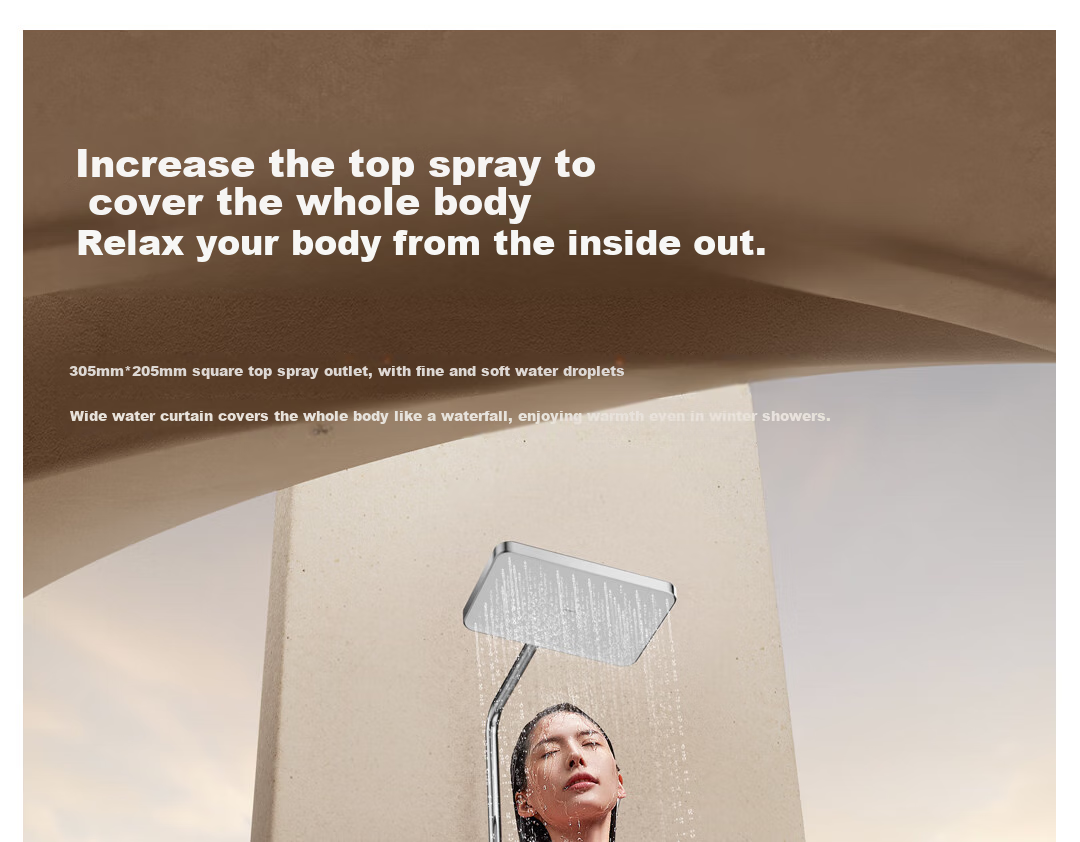 JOMOO Shower Set with Brass Piano Key Design, Descaling, Waist And Back Sprays, Massage Function, Constant Temperature, SPA Shower System 26192-695/1B 27