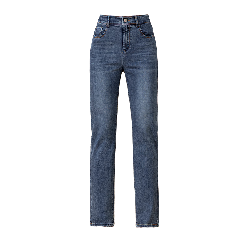 ESE-Y Women's Jeans, Spring And Autumn New High-Waisted Slimming Cigarette Pants Long Trousers, Denim Blue, Size 32