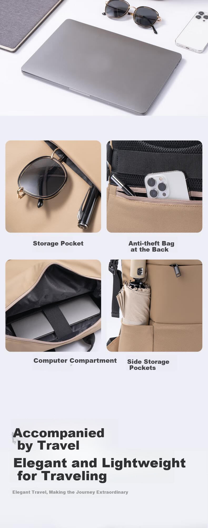 Deli Simple Lightweight Backpack for Middle School, High School And College Students, Large Capacity with Multiple Compartments, Fashionable Casual Unisex Shoulder Bag, Black 2