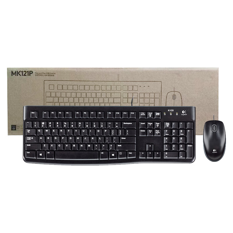 Logitech MK121P (Same As MK120 Appearance), Wired Keyboard And Mouse Combo, 108-Key Full-Size Keyboard And Mouse Set, for Business Office Computer, Black