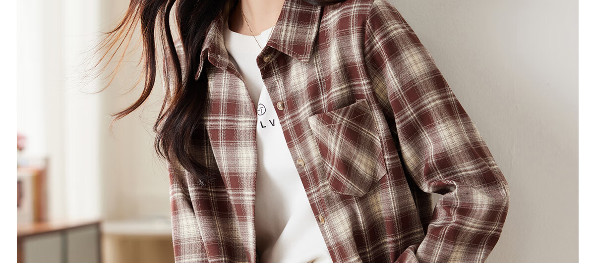PinCai Women's Plaid Long Sleeve Shirt Spring Autumn Stylish Loose Vintage Versatile Blouse P143C2009 16