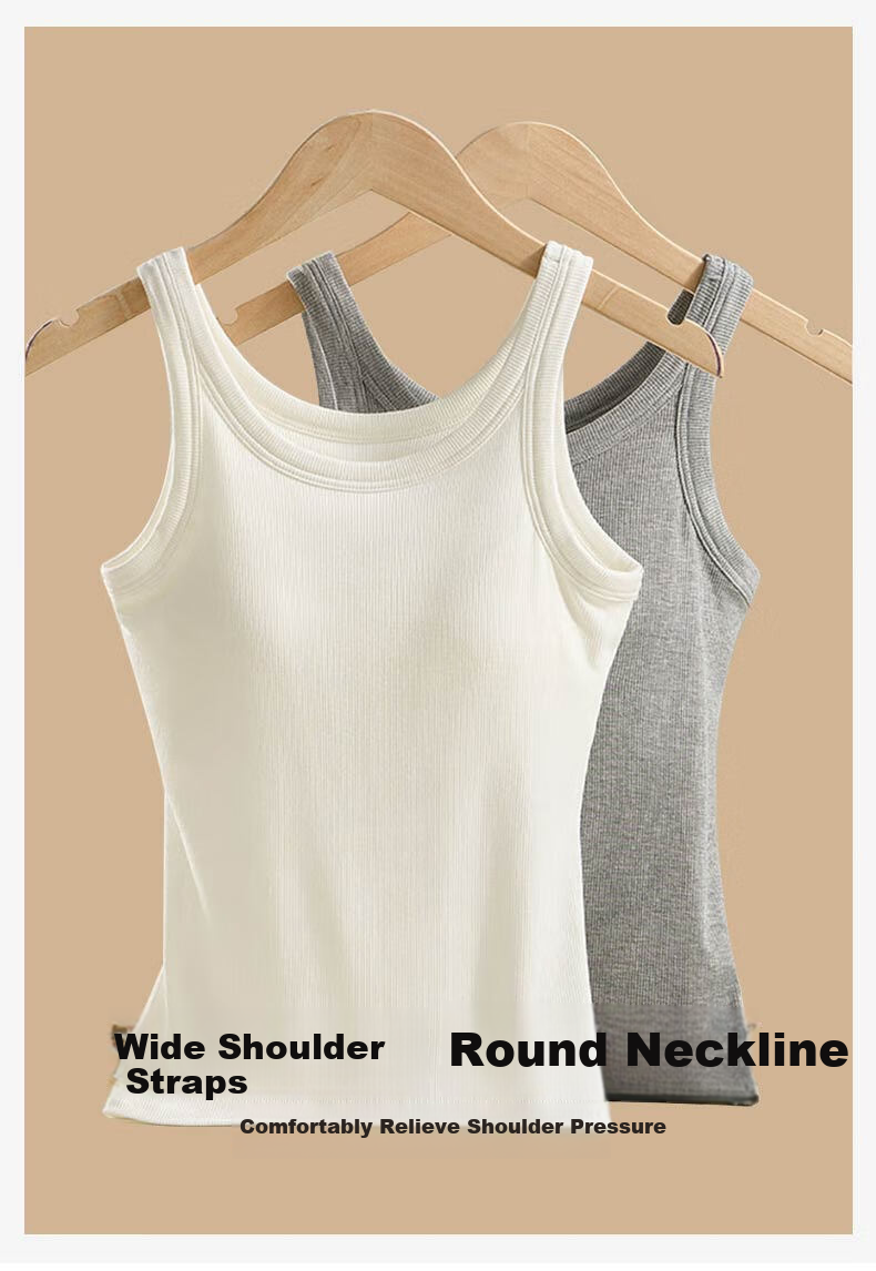 LangSha Women's Camisole Tank Top with Built-In Bra Pads, Thin Summer Undershirt Vest, Sleeveless Sports Bra, Long Style for Layering Or Outer Wear 7