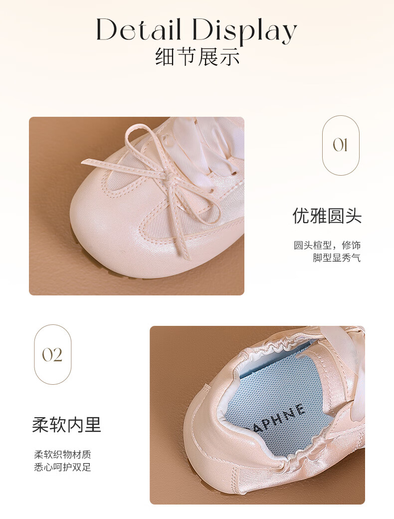 DAPHNE Pink Ballet Flats for Women, Spring 2025 Butterfly Bow Versatile Comfortable Sneakers, Pink, Size 37 3
