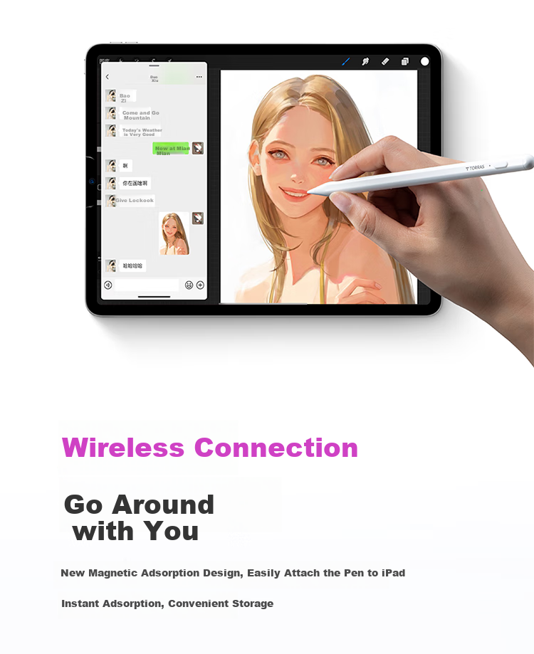 TORRAS [Ultra-Smooth] Compatible with Apple Pencil Pro Third Generation IPad Stylus, Sensitive Touch Screen Writing for All Series, 2026 New Air Magnetic Version White 21