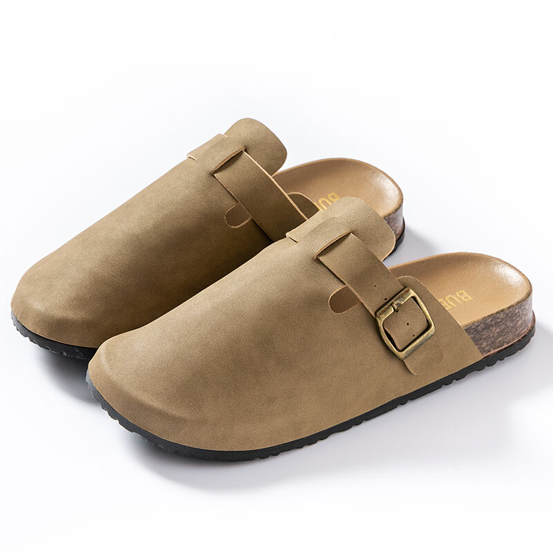 Taxiang Baotou Birkenstock-Style Women's Faux Leather Slip-On Mules, Versatile Outdoor Wear, TQ671, Apricot Color, Size 36/37