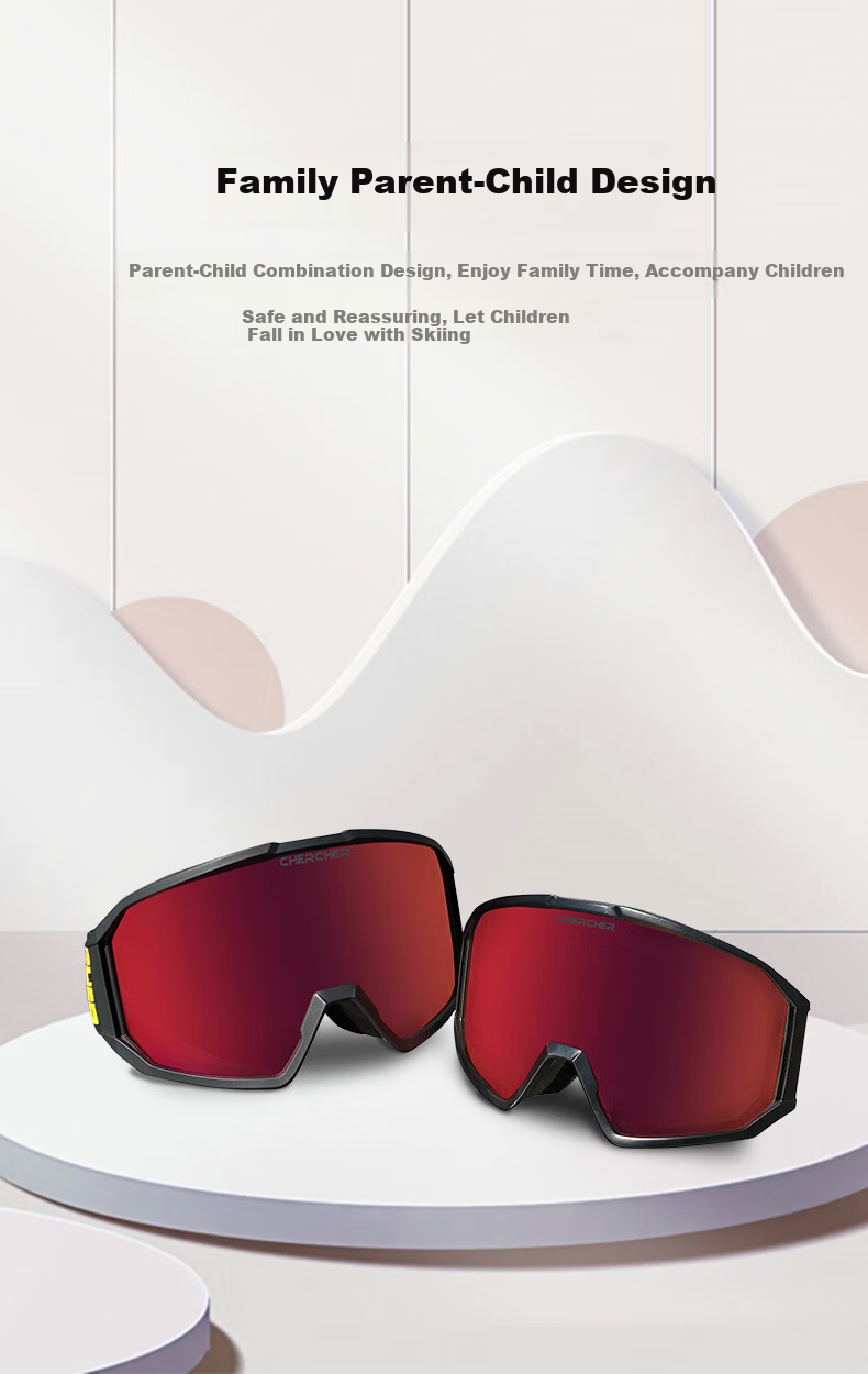 CHERCHER Children's Ski Goggles, Double-Layer Anti-Fog, Cylindrical Lens, Parent-Child Style, High-Definition Wide-View Protective Eyewear CC3-kids 3