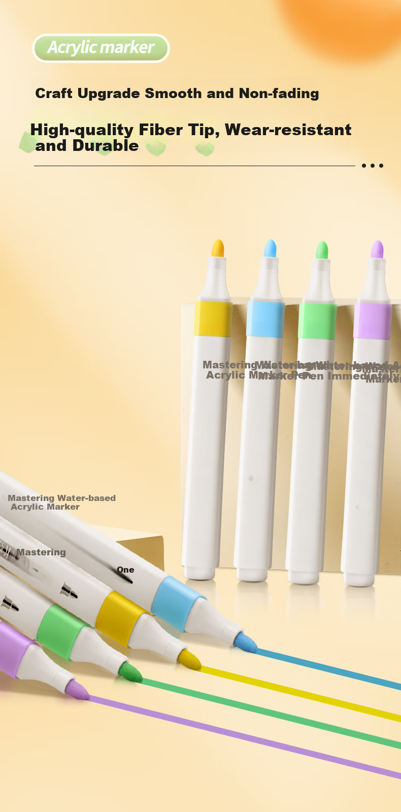 GRASP Acrylic Markers, 12 Colors, Stackable, Strong Coverage, Triangular Handle for Easy Grip, Watercolor Pens, Children's Hand-Drawn Report Drawing Art Graffiti 8