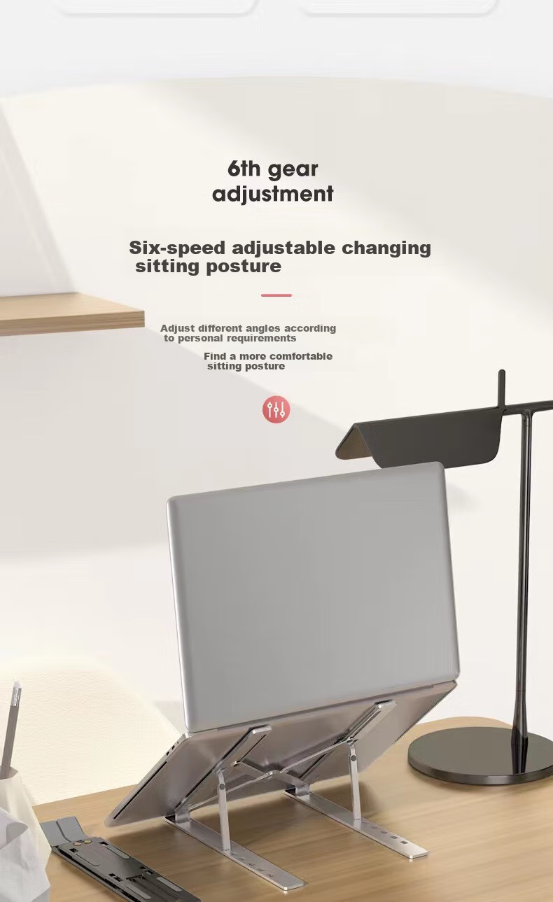 JPLAYER Laptop Stand, Computer Desk Cooling Stand, Foldable Portable Stand, Adjustable Height Riser for Silver Laptops 3