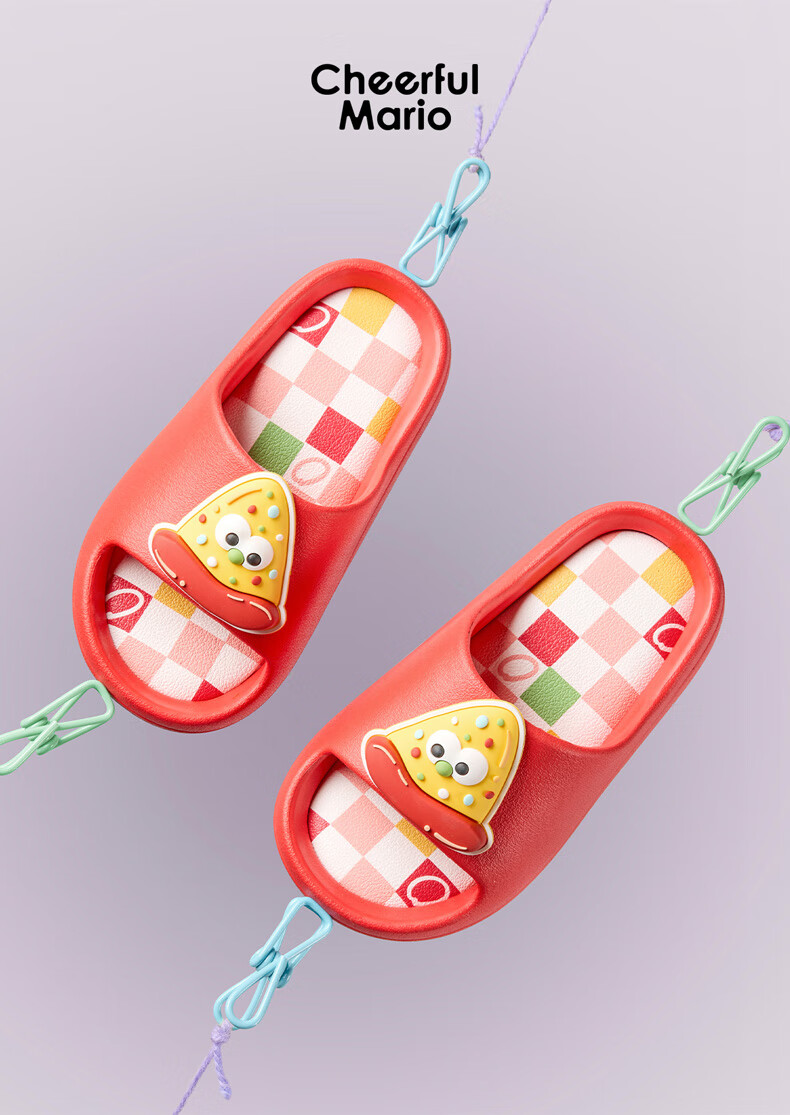 Cheerful Mario Parent-Child Children's Slippers, Summer Boys Girls Indoor Home Bathroom Cute Soft-Soled Cartoon Sandals, Family of Three 3