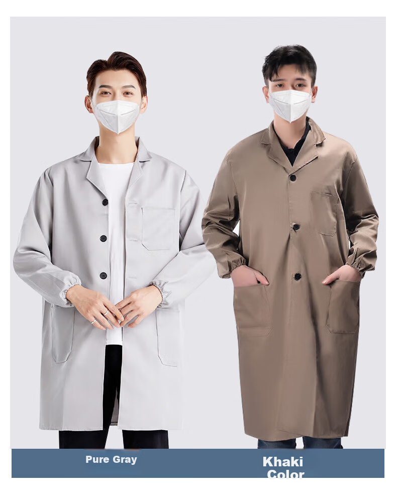 Leyoubaiyi Lab Coat, Navy Blue Medium Size, Durable And Dirt-Resistant Long-Sleeve Coat for Men And Women, Dustproof Workwear for Factory Workshop, Moving Goods, And Laboratory Protective Clothing 17