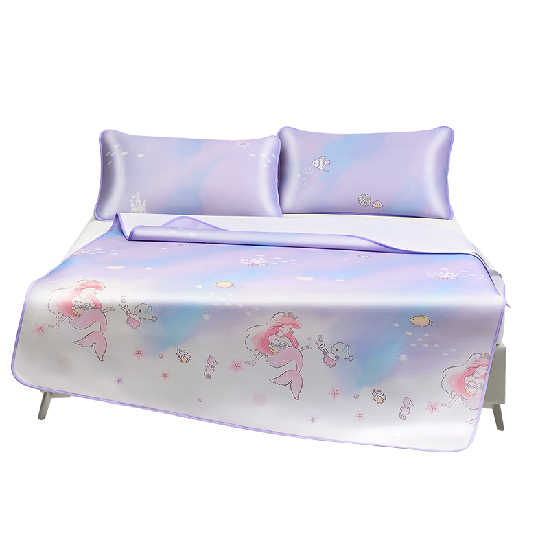 Luolaikids Class A Cool Breathable Machine-Wash Ice Silk Mat Single Cooling Mat Two-Piece Set for 0.9m Bed 90*195