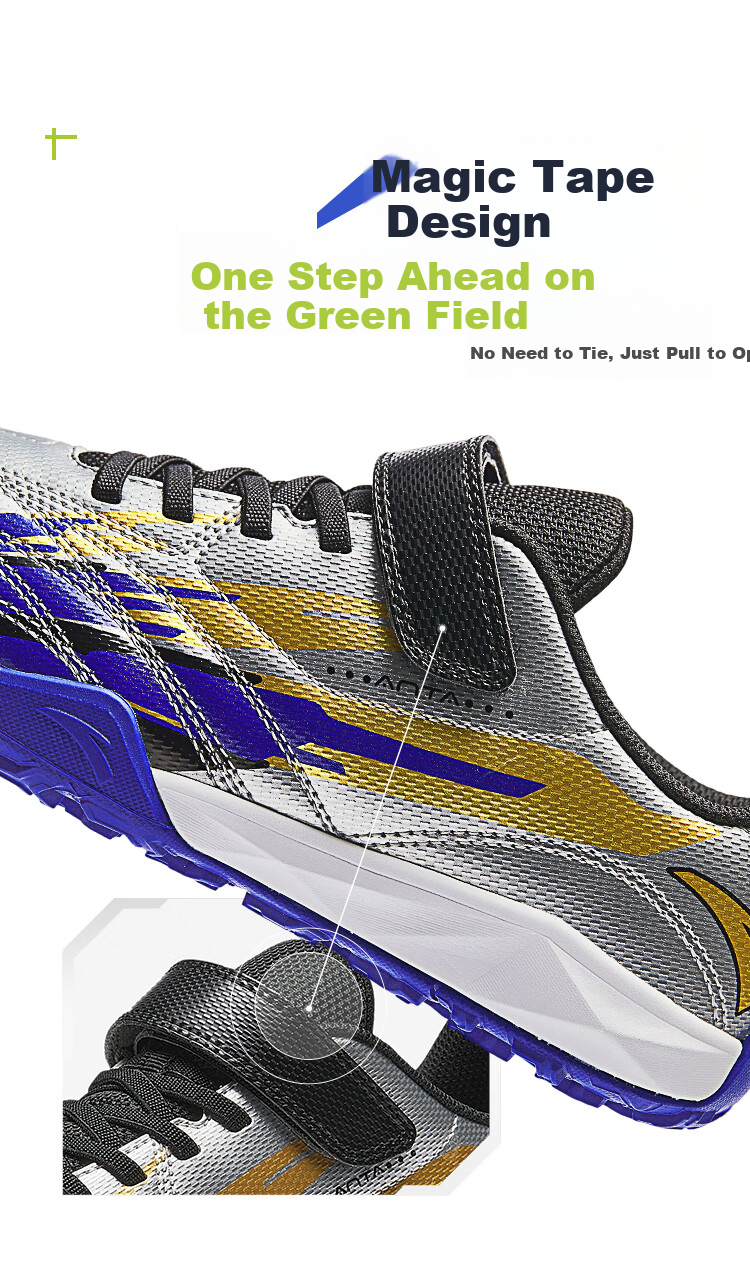 ANTA Children's Sports Shoes for Boys, Autumn Season, Velcro, Molded Studs, Practical Non-Slip Soccer Cleats A12529940J 6