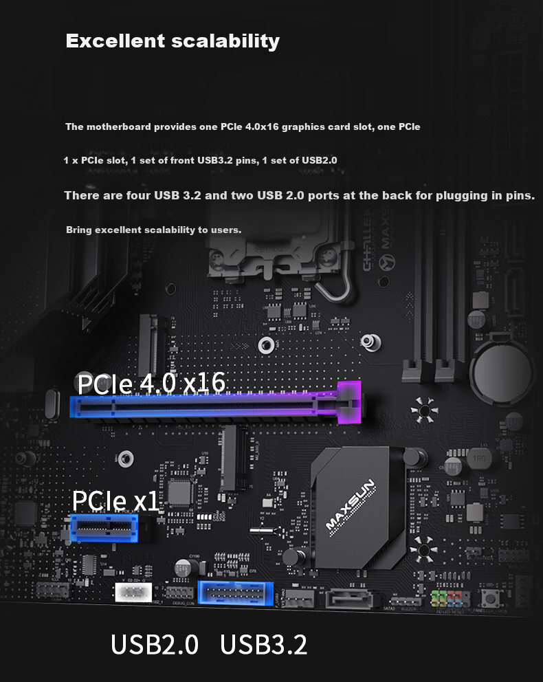 MAXSUN MS-Challenger B760M D5 Motherboard for Gaming, Supports DDR5 CPU 12600KF/13400F/14600KF (Intel B760/LGA 1700) 7