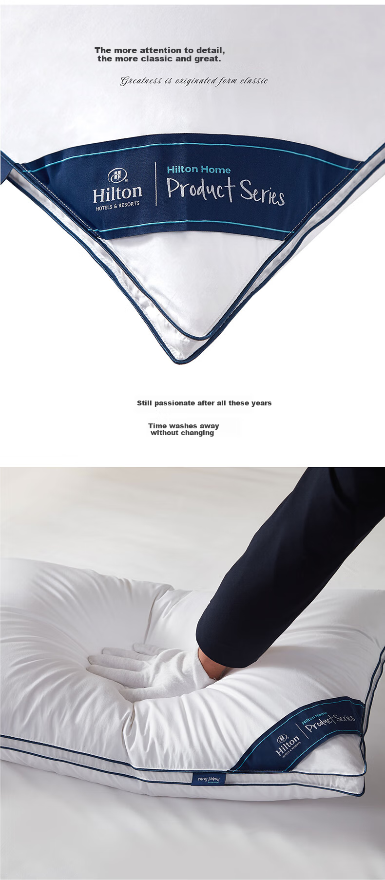 Canasin Hilton Hotel down Pillow, 95% Hungarian White Goose Down Pillow Core, Single Pack, 74*48cm Low Pillow 12