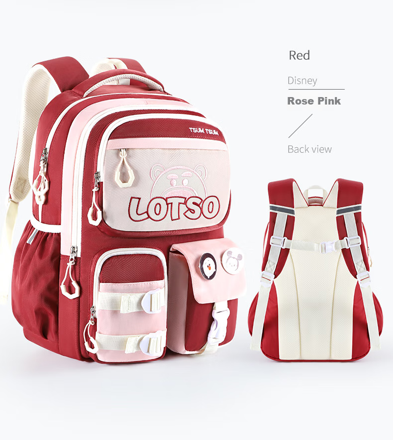 Disney Strawberry Bear Backpack for Girls in Grades 3-6, Casual Children's Backpack for Elementary, Middle And High School Students 4