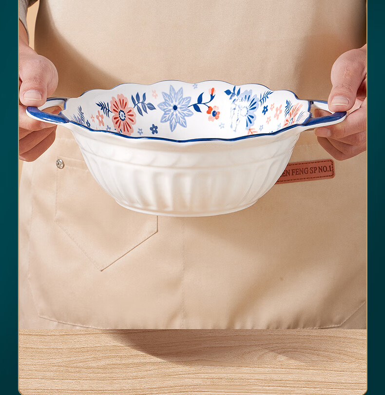 Baijie Ceramic Soup Bowl Large 9-Inch Household Pickled Fish Soup Basin for Spicy Hot Pot and Boiled Meat Slices Single Piece 9