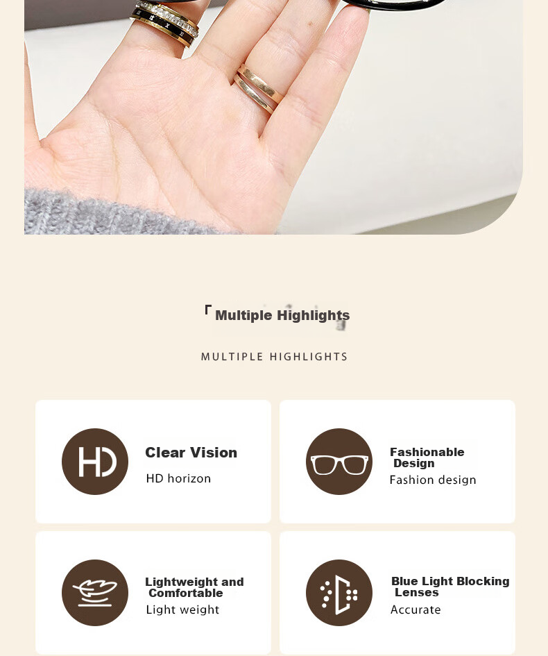 Boshide Blue Light Blocking Glasses, Non-Prescription Lenses, Fashionable Large Frame to Make Face Look Smaller, Bare-Faced Beauty Essential for Women And Men, Black Frame, Glossy Black 2