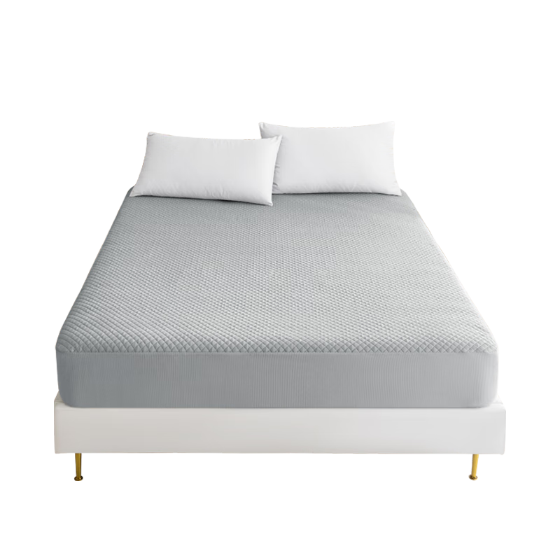 JD Original Lanjing Tencel Waterproof Fitted Sheet, 3-Layer Thickened Quilted Class A Mattress Cover Protector, for 1.5-Meter Bed, Gray