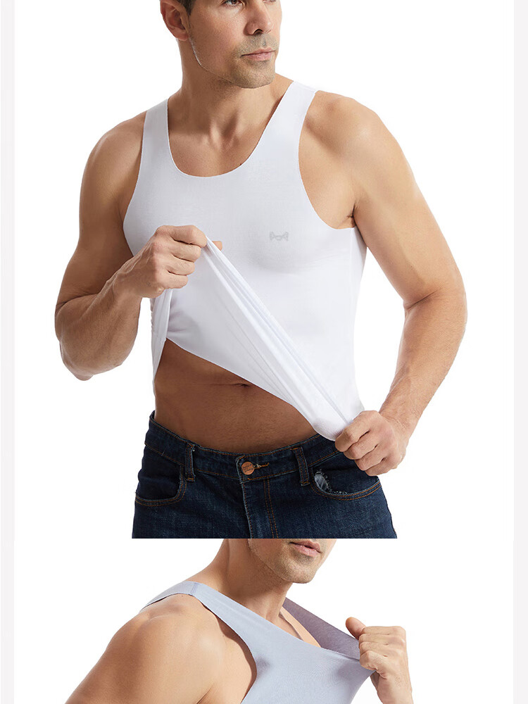 MiiOW Modal Men's Tank Top, Lightweight Summer Undershirt, Athletic Sleeveless Vest, Quick-Dry Seamless Underwear for Me 19