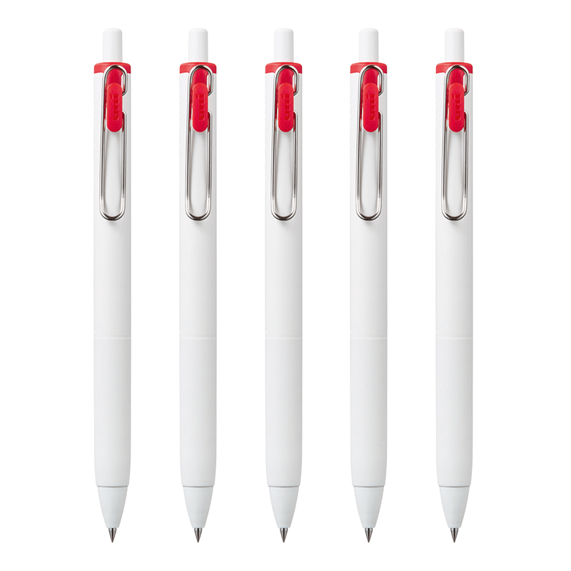 Uni-Mitsubishi Uni-Ball ONE Gel Ink Retractable Pen, High-Quality 0.5mm Red Ballpoint Pen, Business Water-Based Pen, Office Supplies UMN-S 5 Pens