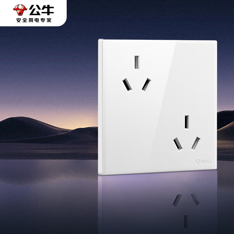 BULL Switch Socket, G60 Series Six-Hole 10A Socket, 86-Type Ultra-Thin Socket Panel, G60Z233 Bright White