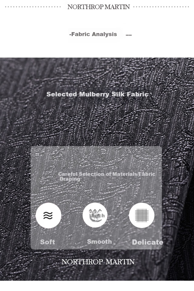 NORTHROP MARTIN High-End Silk Tie for Men, Business Formal Wear, Suit Hand-Tied, Elegant Deep Gray Color, Wedding Gift Box 5