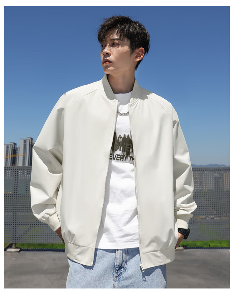 VANCAMEL Jacket for Men, Spring And Autumn Outerwear, Black Baseball Style, Lightweight Business Casual Coat for Men, Silver Gray, 2XL 18
