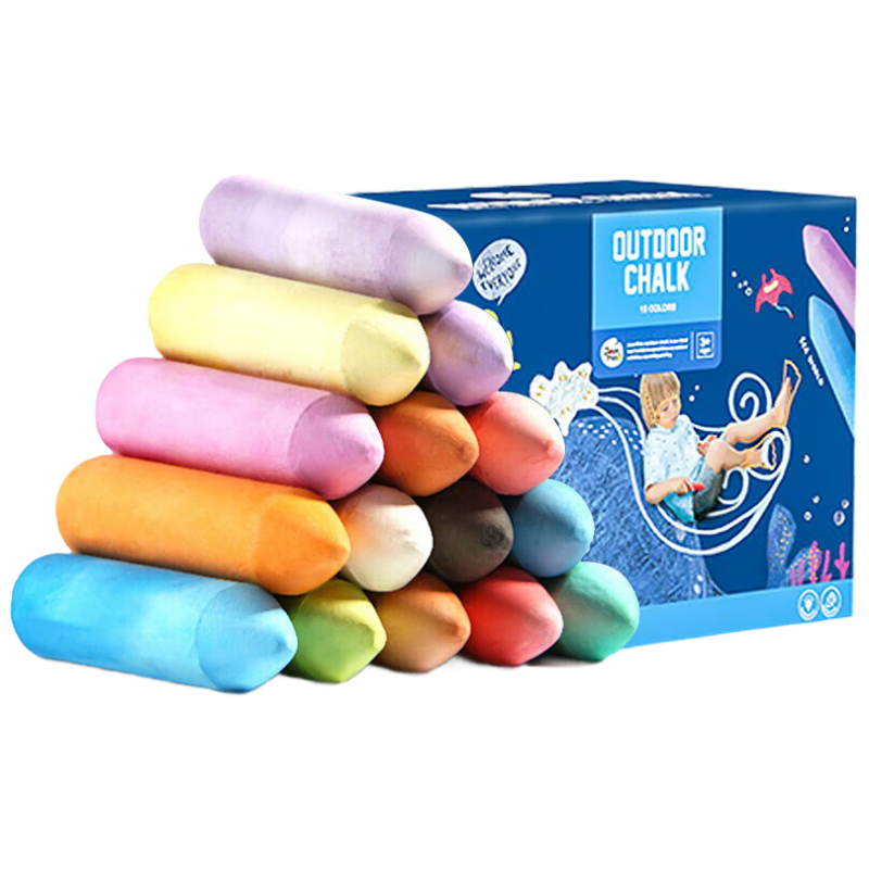 Meiletongnian Children's Chalk Set, 15 Colors, 20 Pieces, Outdoor Dust-Free Colored Chalk Toys for Toddlers, Thick Handle Chalk Gift