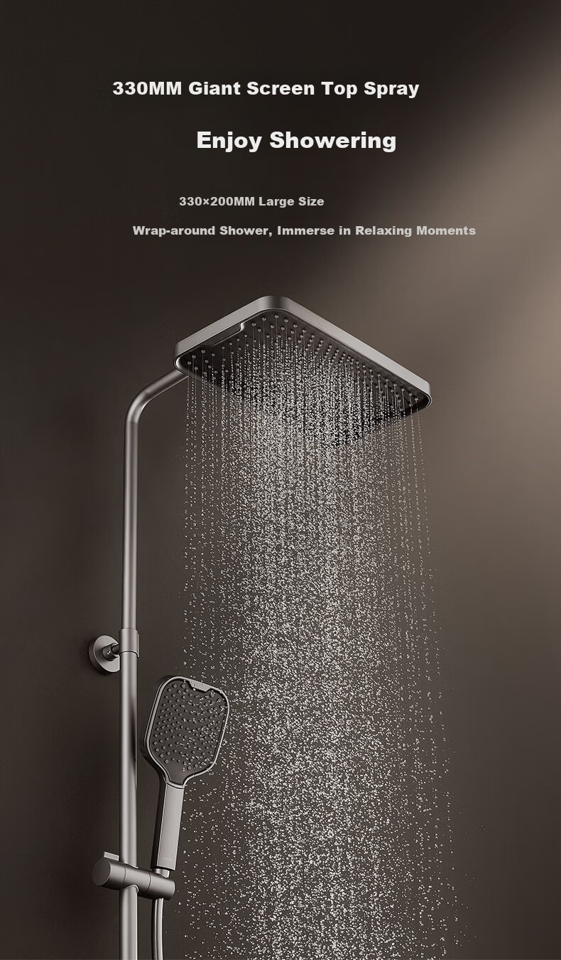 HEGII Shower Head, Smart Constant Temperature Anti-Scalding Square Large Screen Top Spray Shower Head Complete Set HMF957-333 12
