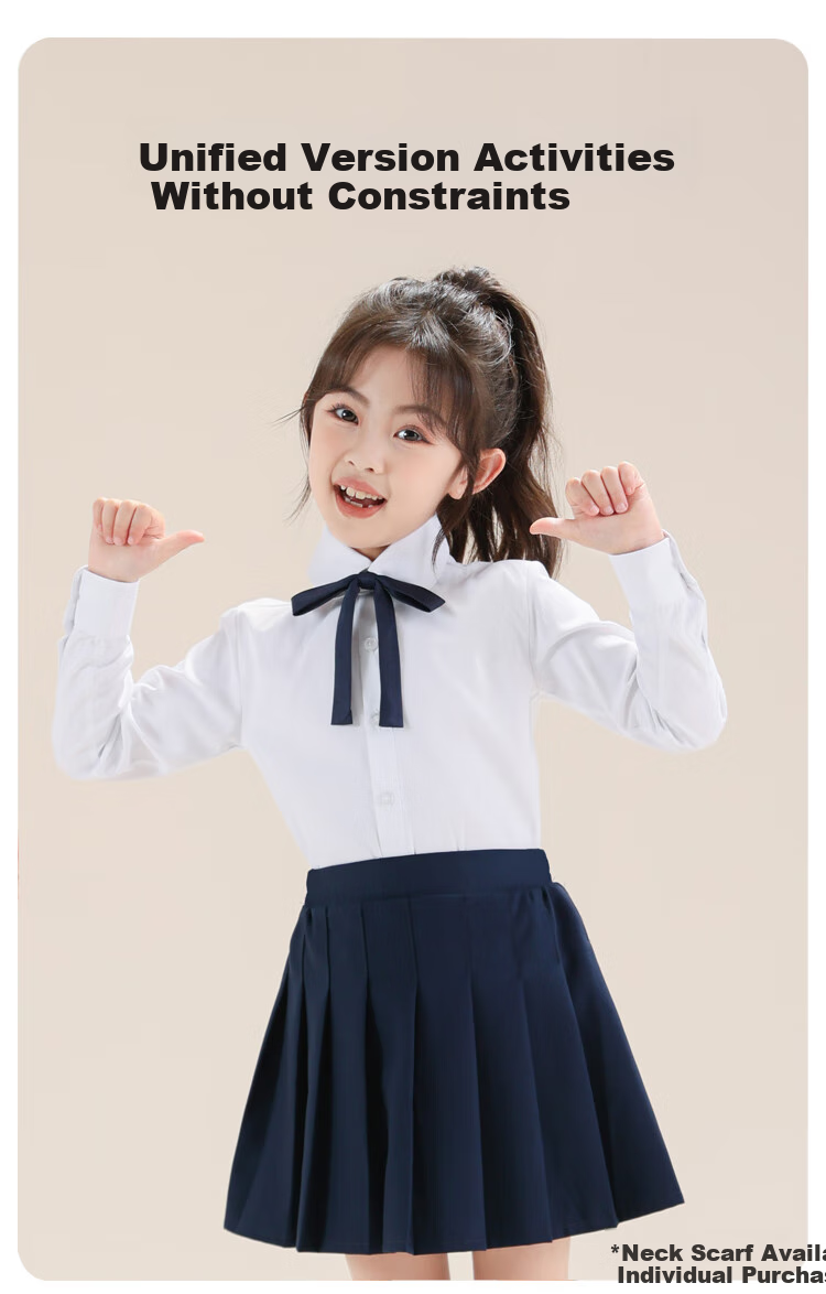 Yinuofang Children's White Long-Sleeve Shirt School Uniform Undershirt for Girls: White Long-Sleeve 170CM 7