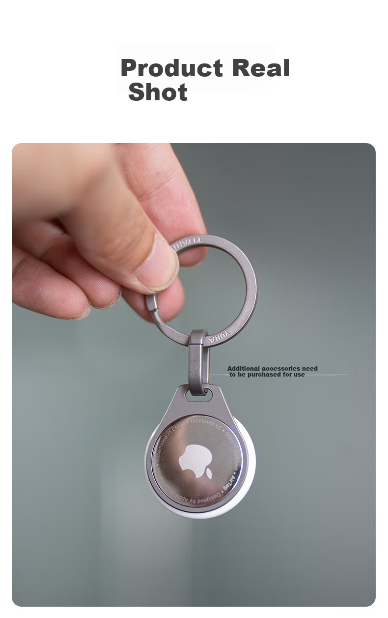 YORA Titanium Alloy Case Compatible with Apple AirTag, Keychain Ring Locator Case, Necklace Strap Car Key 6