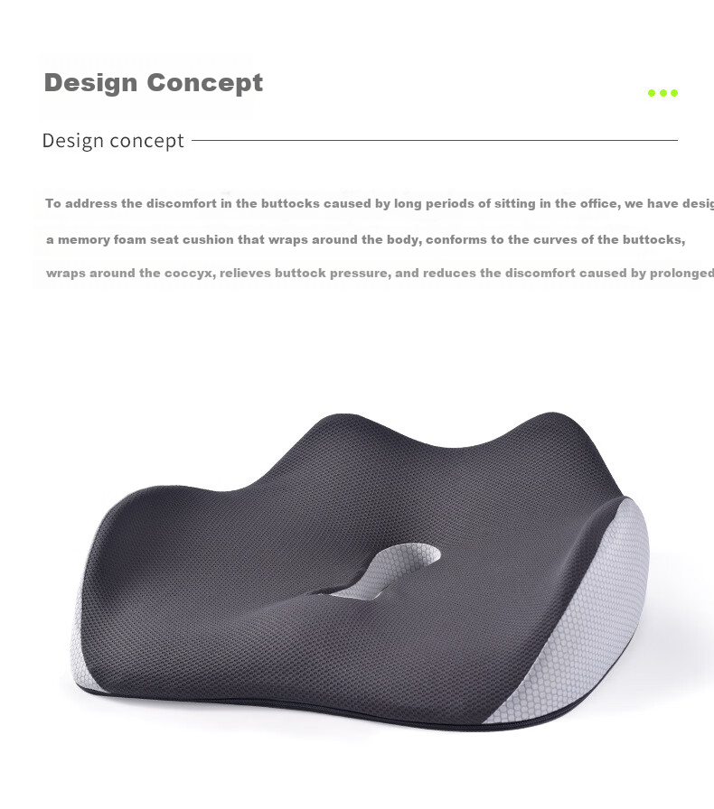 Dijialun Lumbar Support Cushion, Memory Foam Buttocks Pad for Long Sitting, Car And Office Chair Cushion, Hemorrhoids Relief, Pregnant Women's Hip And Back Protection Seat Cushio 3
