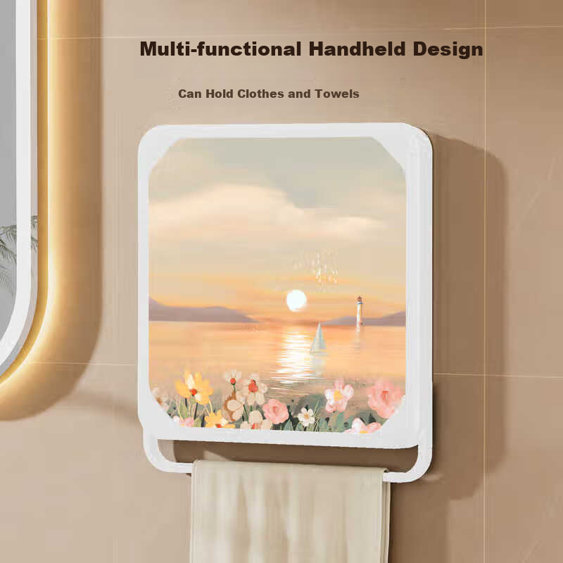 Fanyejia Bathroom Wall Mural Folding Storage Cabinet, Shower Organizer for Clothes, Waterproof No-Drilling Storage Box Shelf for Bathroom