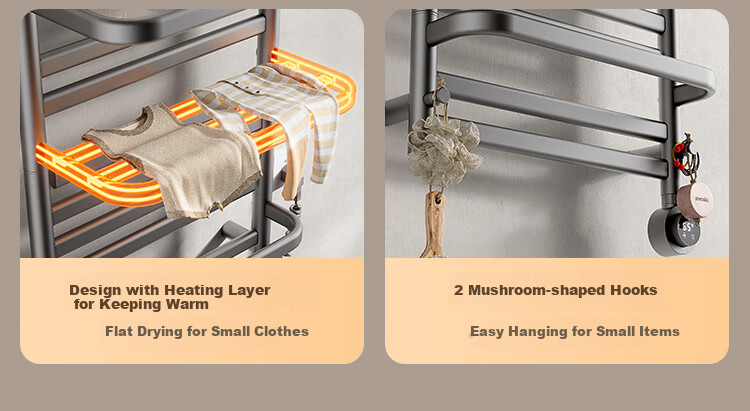 JD Original Warm Cloud Plus Electric Towel Rack, Towel Drying Rack, Bathroom Carbon Fiber Heating Pack Installation, Space Gray 11