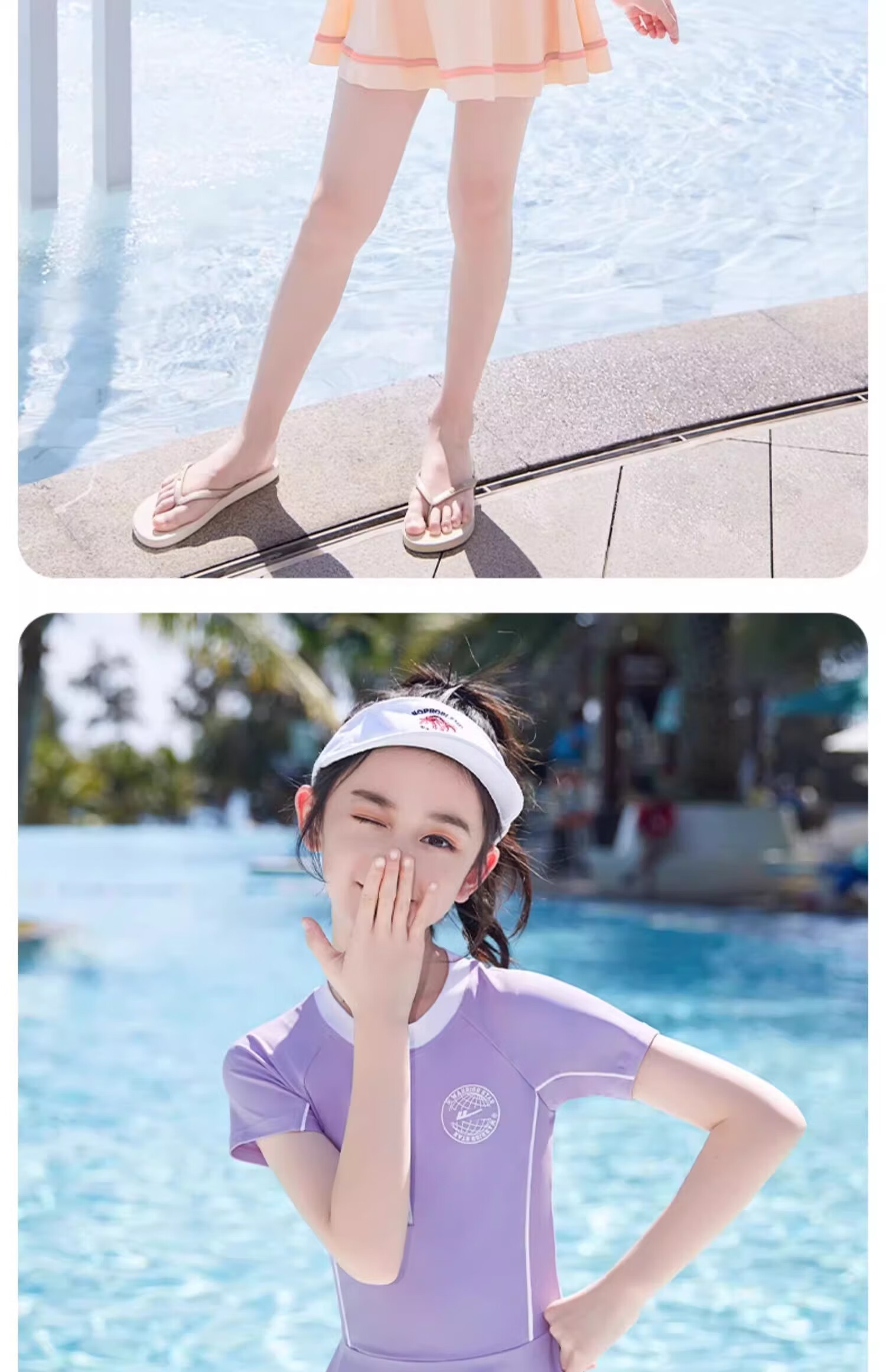 Huili Children's Swimsuit, Cute One-Piece Swimwear for Girls, Princess Swimsuit for Small to Big Kids, Summer 34019, Purple, 2XL 13