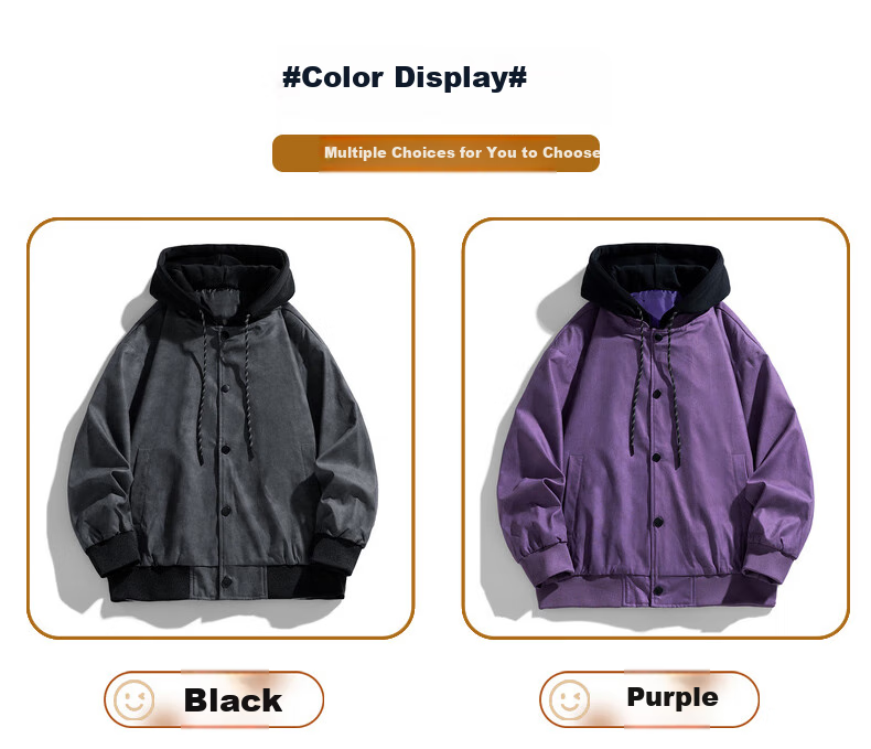 POUM Faux Two-Piece Hooded Jacket for Men, Spring And Autumn Style, Trendy Cool Casual Jacket BL0660 Black M 4