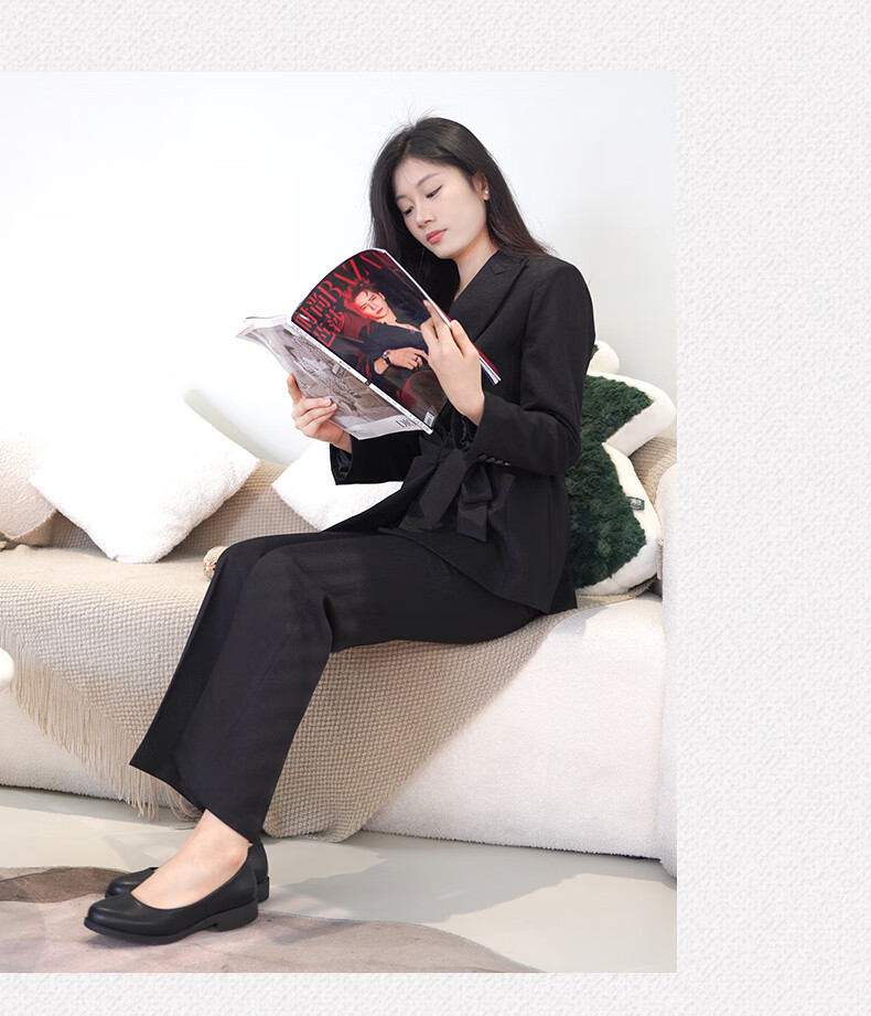 CARTELO Professional Black Work Shoes, Comfortable Leather Shoes for Women, Single Shoes KDLDX-9577 Black Size 35 9